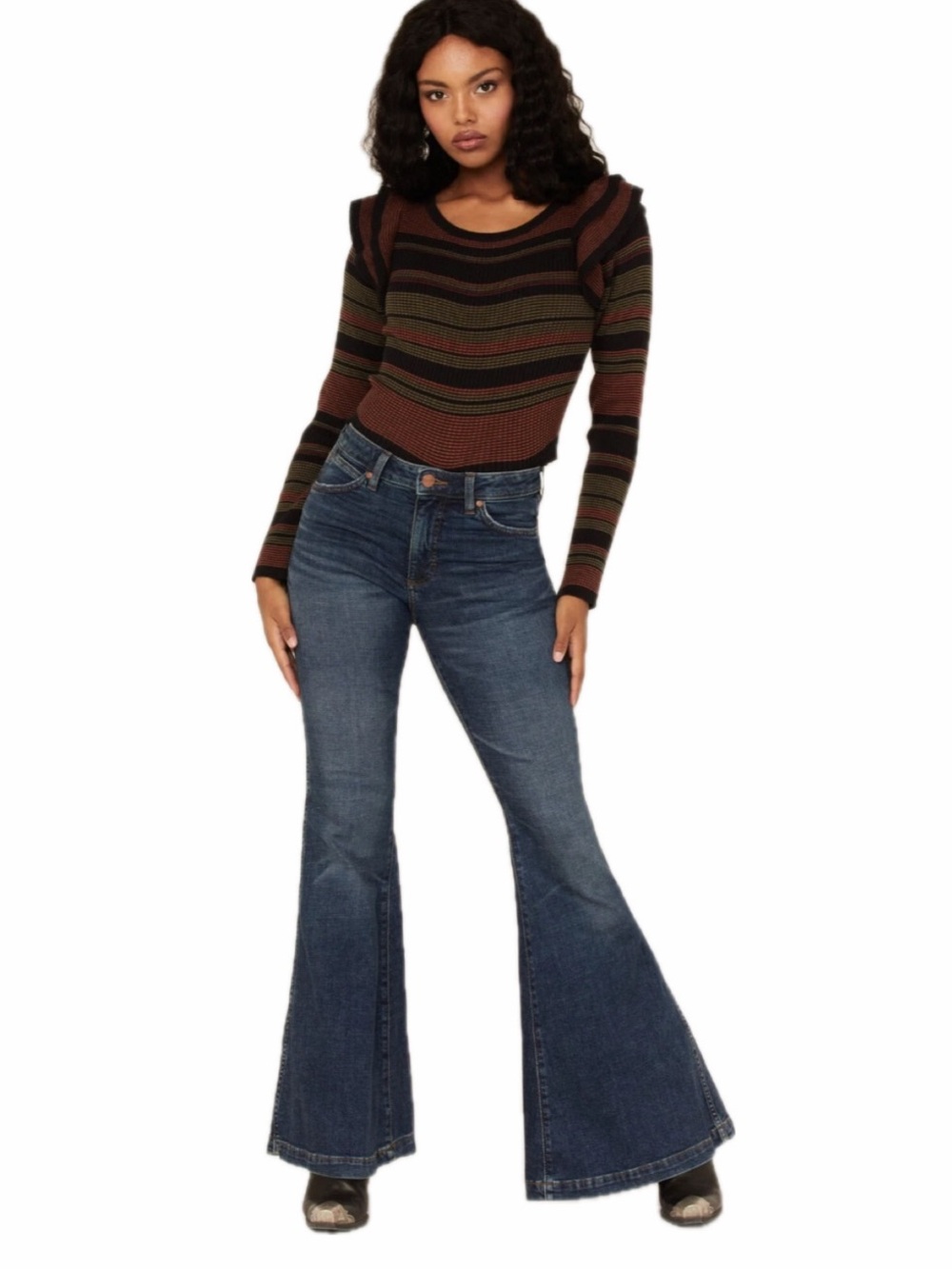 WRANGLER RETRO WOMEN 25x34 BAILEY HIGH RISE FLARE DENIM JEANS BELL BOTTOM NWT